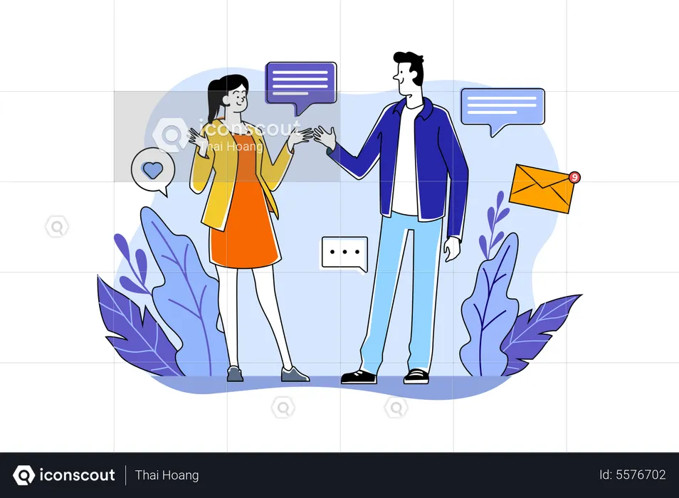 Man and woman communicate each other  Illustration