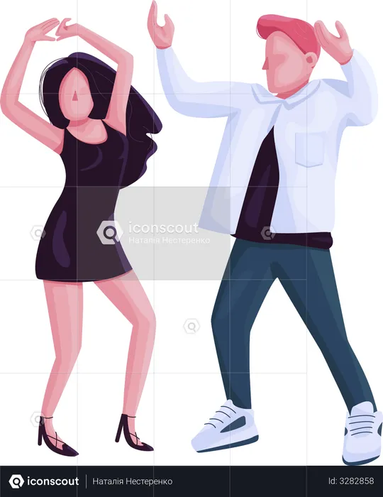 Man and woman couple dancing together  Illustration