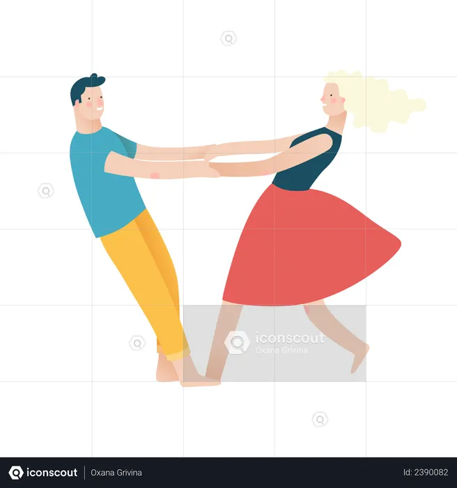 Man and woman dancing  Illustration