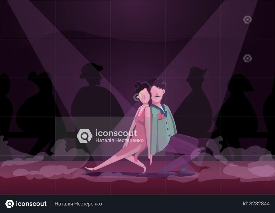 Man and woman dancing tango  Illustration