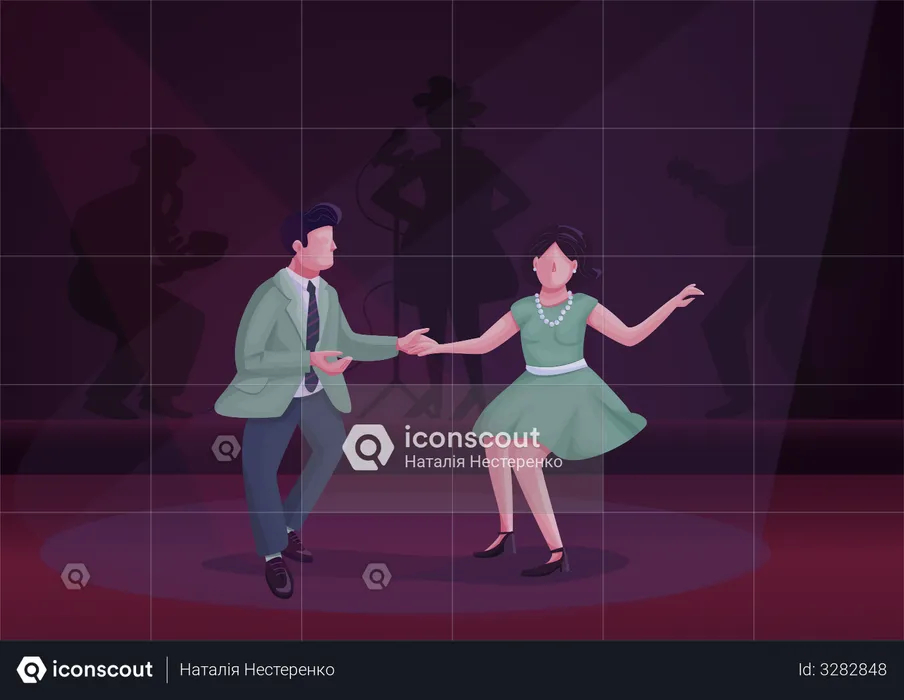 Man and woman dancing twist  Illustration
