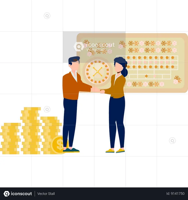 Man and woman dealing for gambling game  Illustration