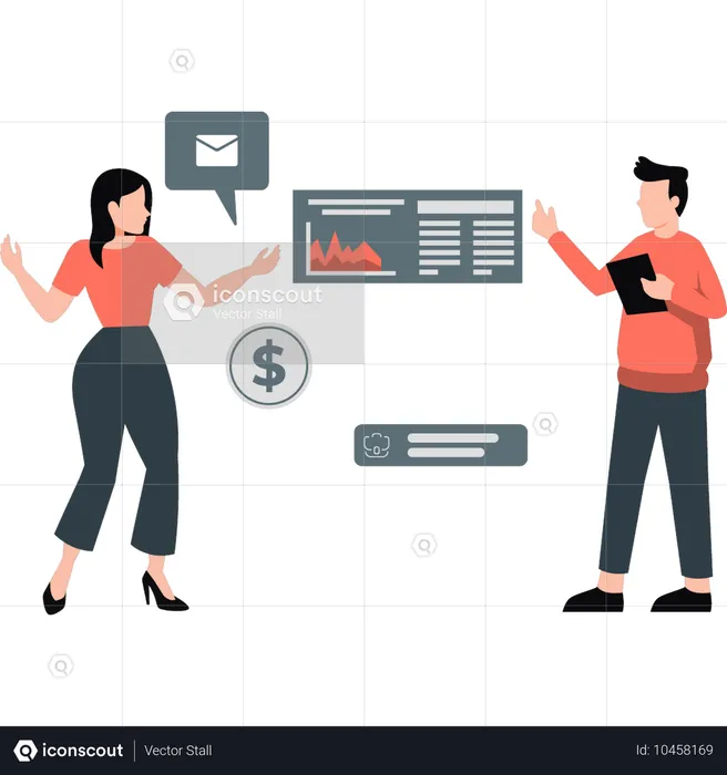 Man and woman doing business discussion  Illustration