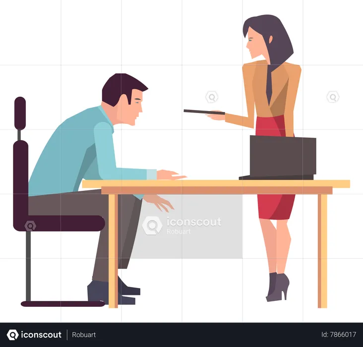 Man and woman doing business planning  Illustration