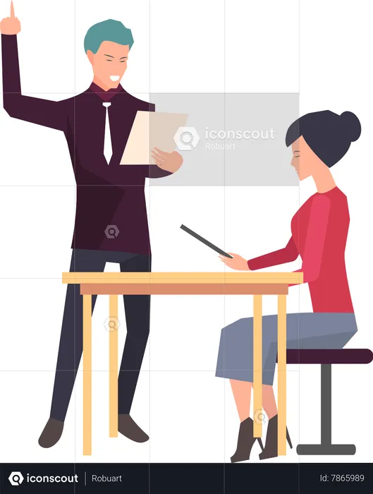 Man and woman doing business talk  Illustration