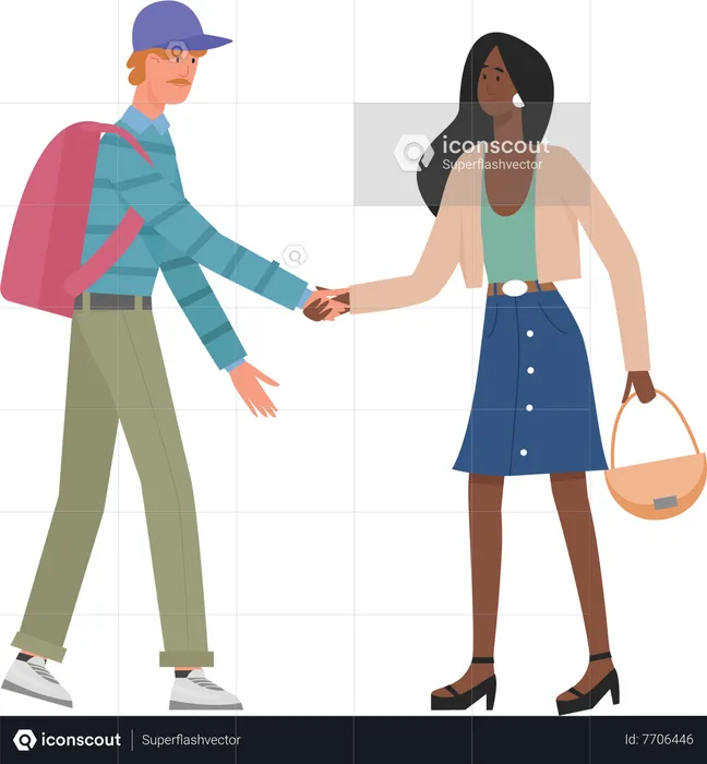 Man and woman doing handshake  Illustration