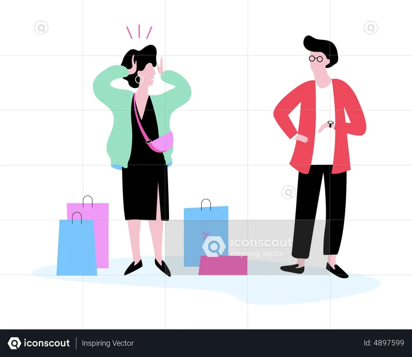 Man and woman doing shopping  Illustration