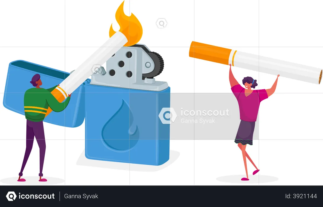 Man and woman doing smoking  Illustration