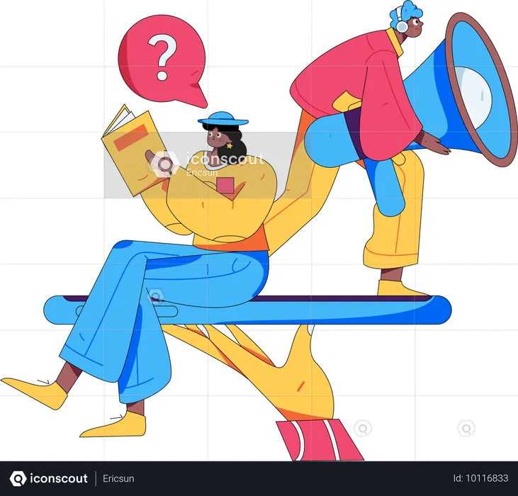 Man and woman getting advertisement notification  Illustration