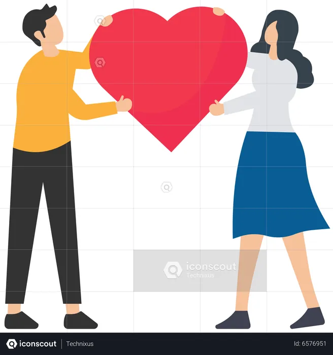 Man and Woman holding heart  Illustration