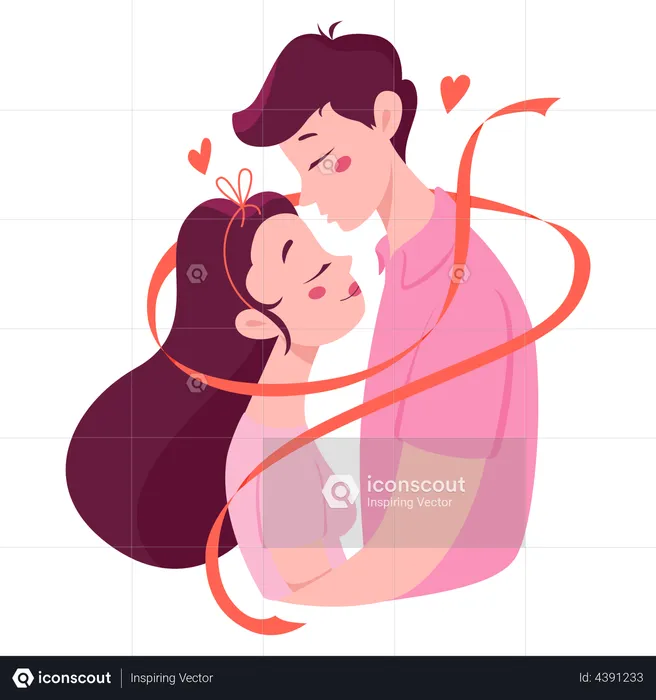 Man and woman hug each other  Illustration