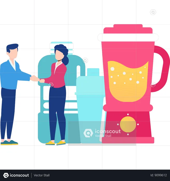 Man and woman making protein shake  Illustration