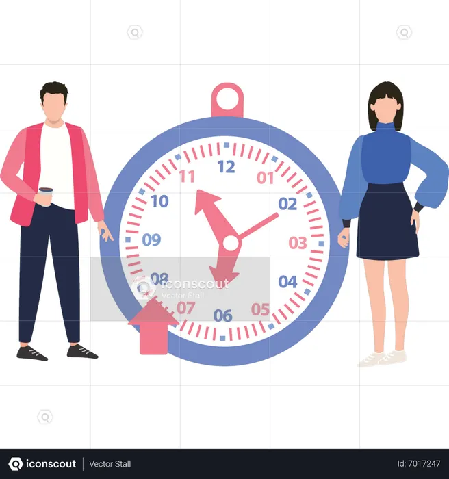 Man and woman manage time  Illustration
