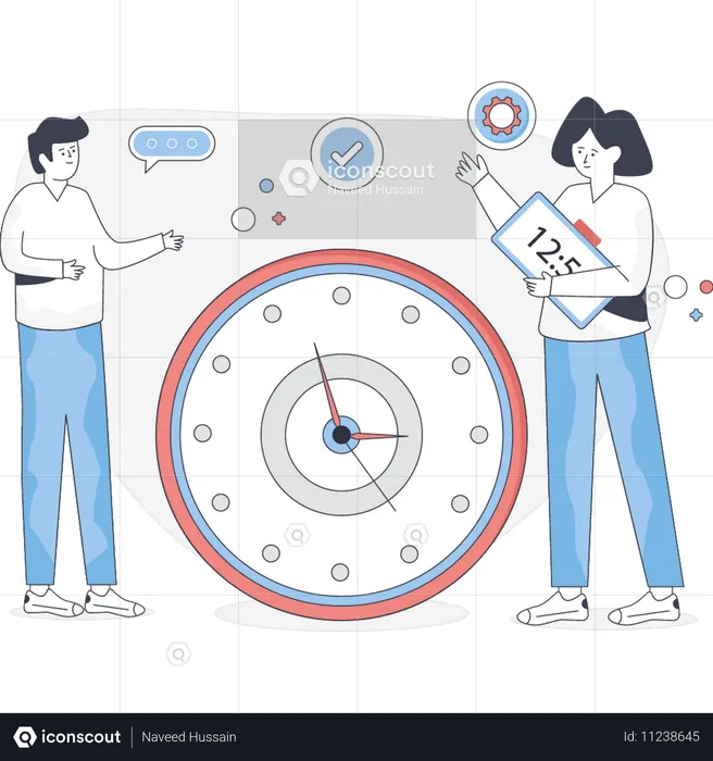 Man and woman management time calendar  Illustration