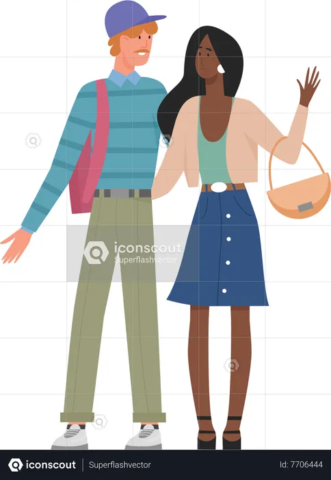 Man and woman meeting  Illustration