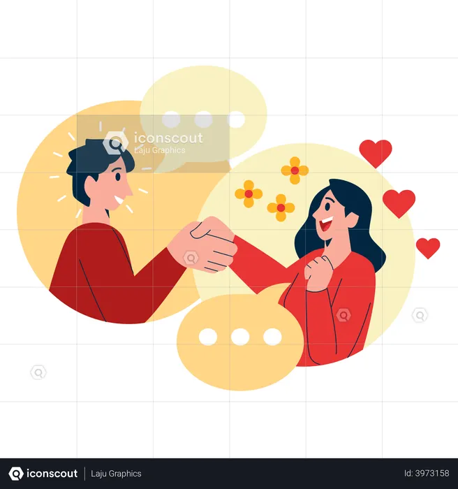 Man and woman meeting online via dating application  Illustration