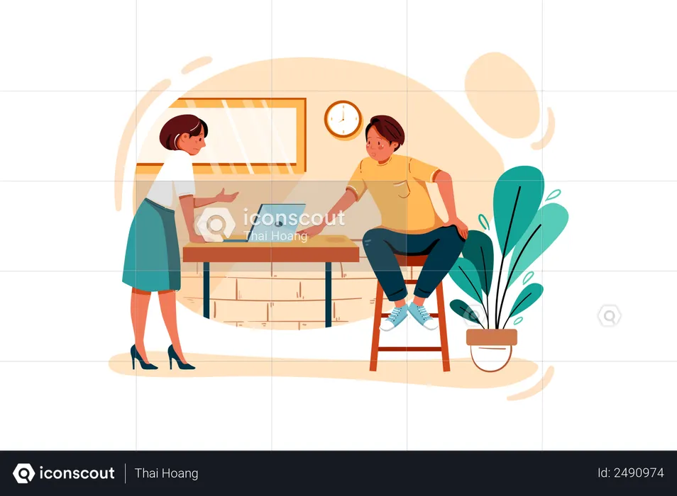 Man and woman planning about new business  Illustration