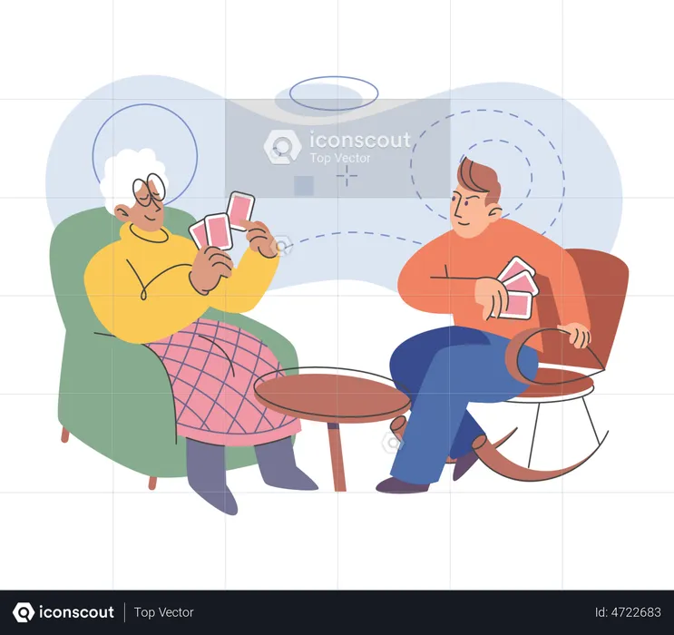 Man and woman playing card game  Illustration