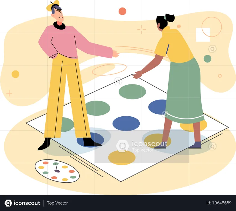 Man and Woman playing game at home  Illustration