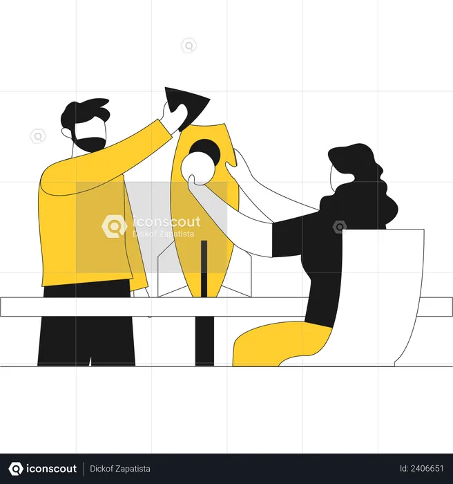 Man and woman ready to launch new business - startup concept  Illustration