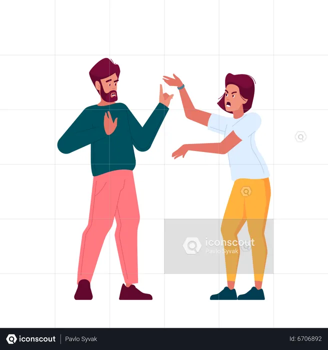 Man And Woman  Shouting At Each Other With Tense Emotions  Illustration