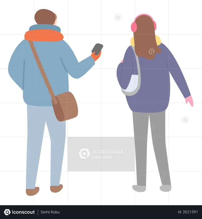 Man and woman standing together  Illustration