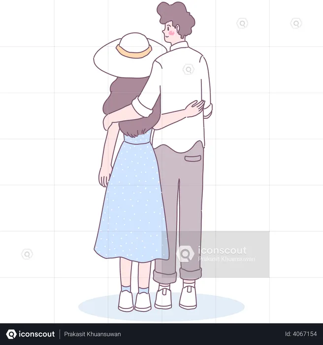 Man and woman standing together  Illustration