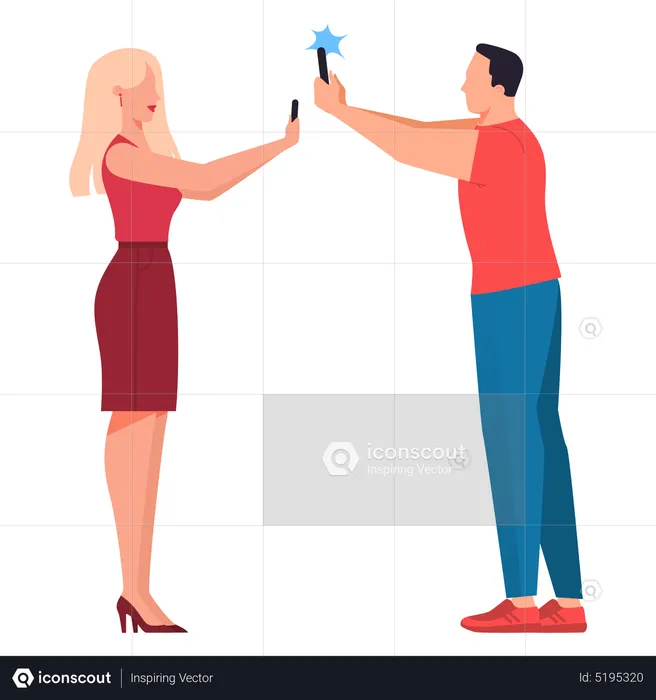 Man and woman taking picture  Illustration