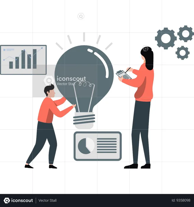 Man and woman talking about business setting  Illustration