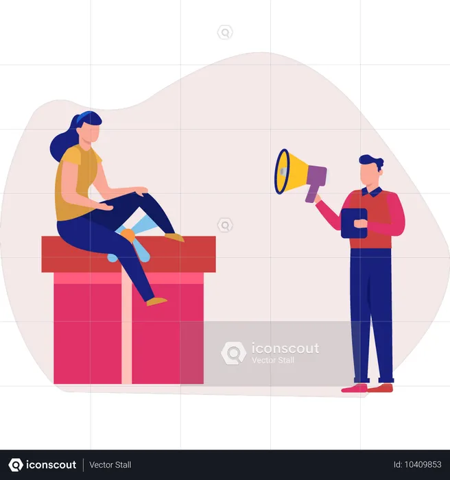 Man and woman talking about gift  Illustration