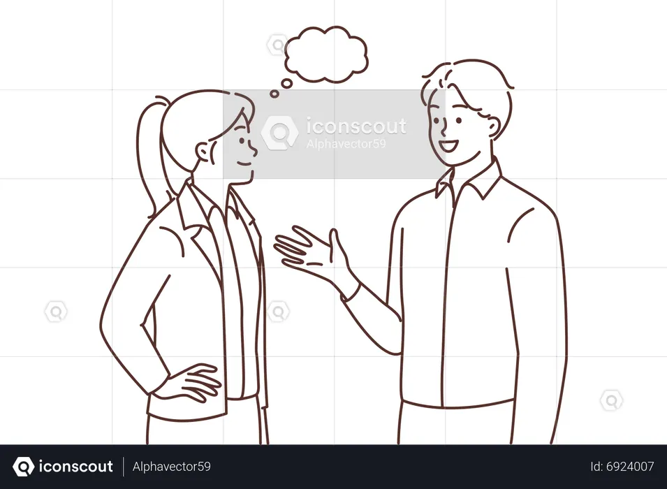 Man and woman talking each other  Illustration