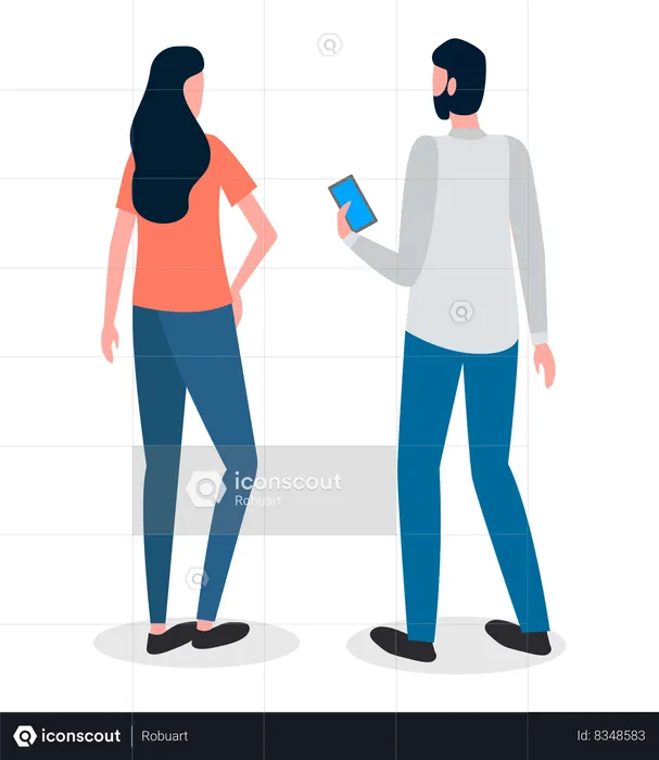 Man and woman talking to each other  Illustration