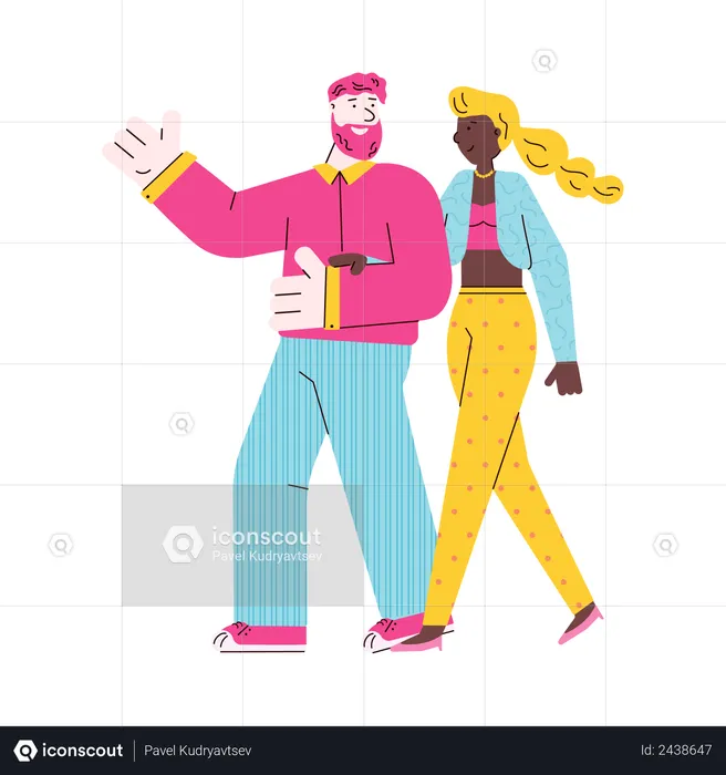 Man and woman walking  Illustration