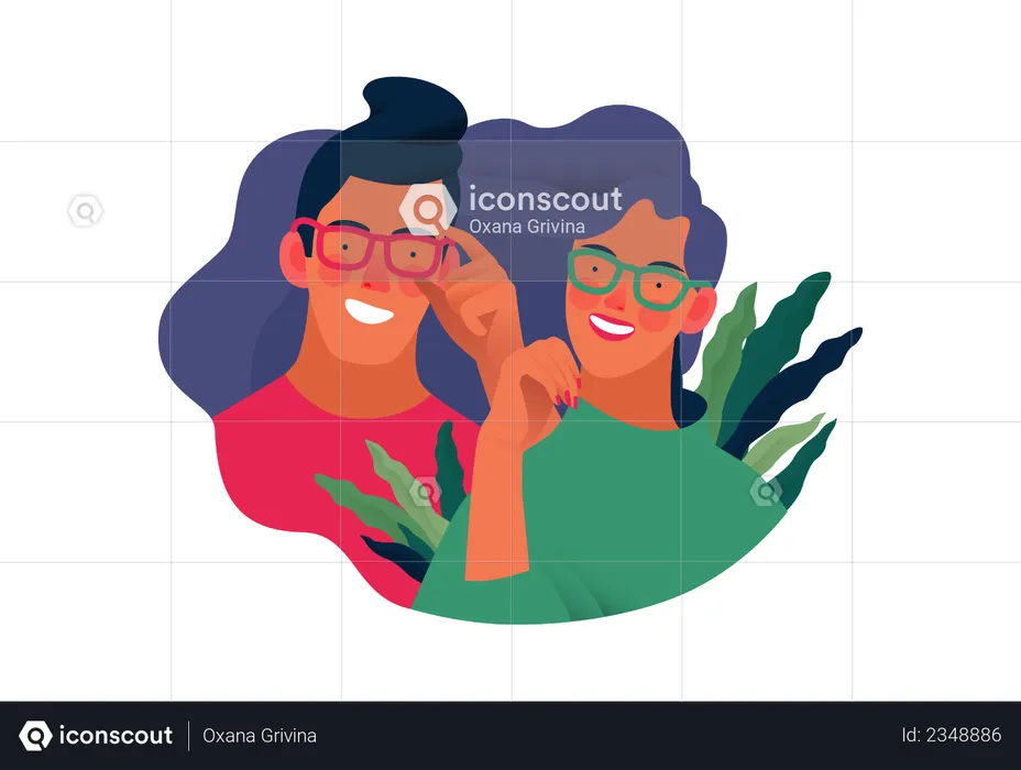 Man and woman wearing goggles  Illustration
