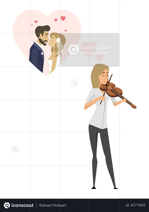 Man and woman wedding musician performing  Illustration