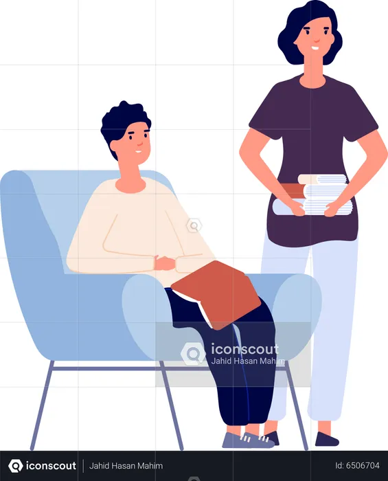 Man and woman with books  Illustration