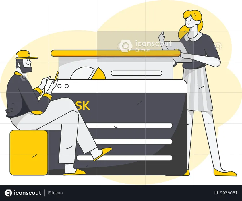 Man and woman working on business task  Illustration