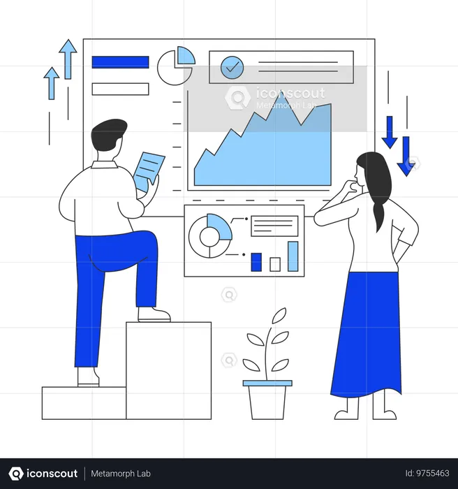 Man and woman working on Data Collection  Illustration