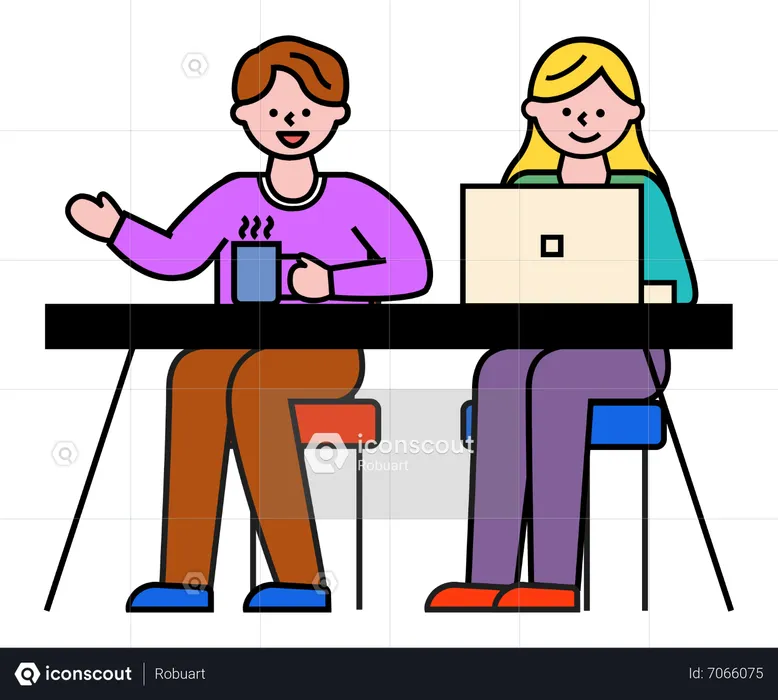 Man and woman working together  Illustration