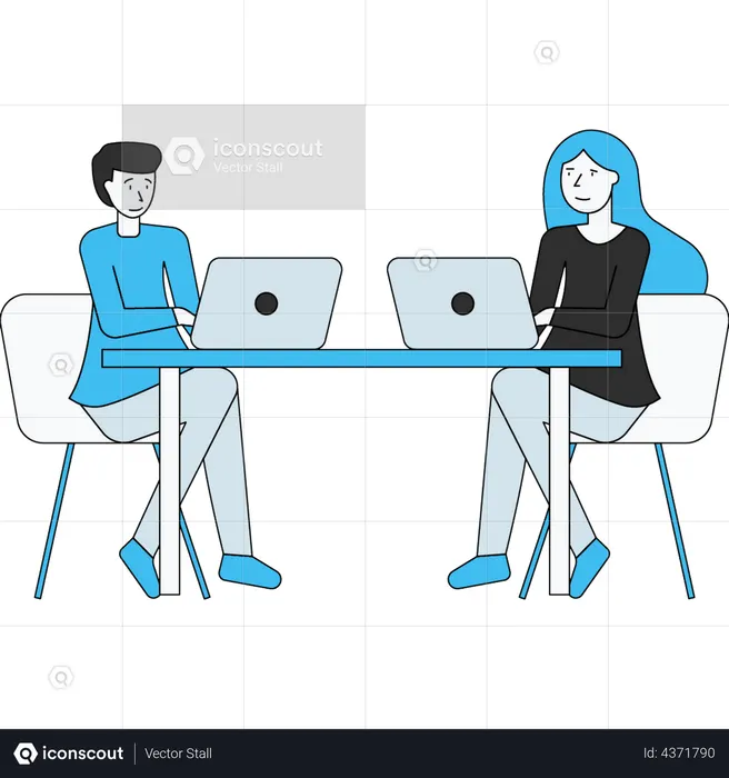 Man and woman working together  Illustration