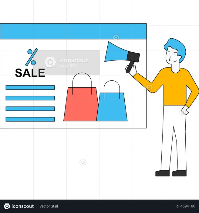 Man announcing about the shopping sale  Illustration