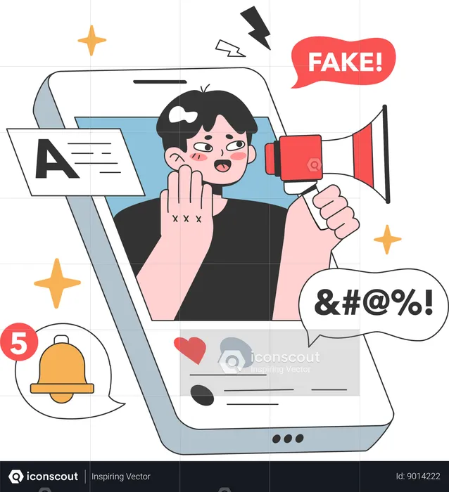 Man announcing fake news  Illustration