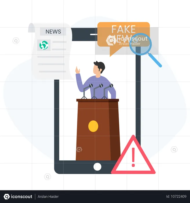 Man Announcing Fake News  Illustration