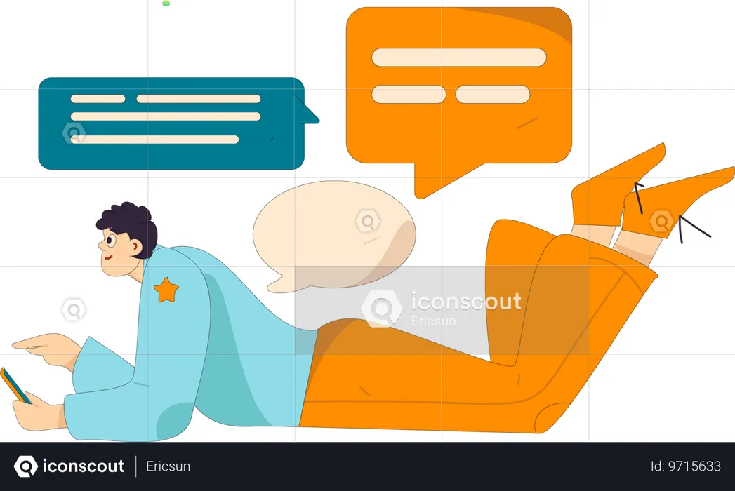 Man answers messages online  Illustration