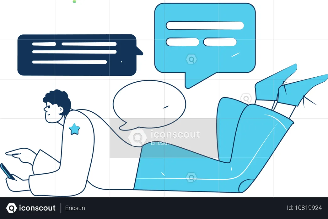 Man answers messages online  Illustration