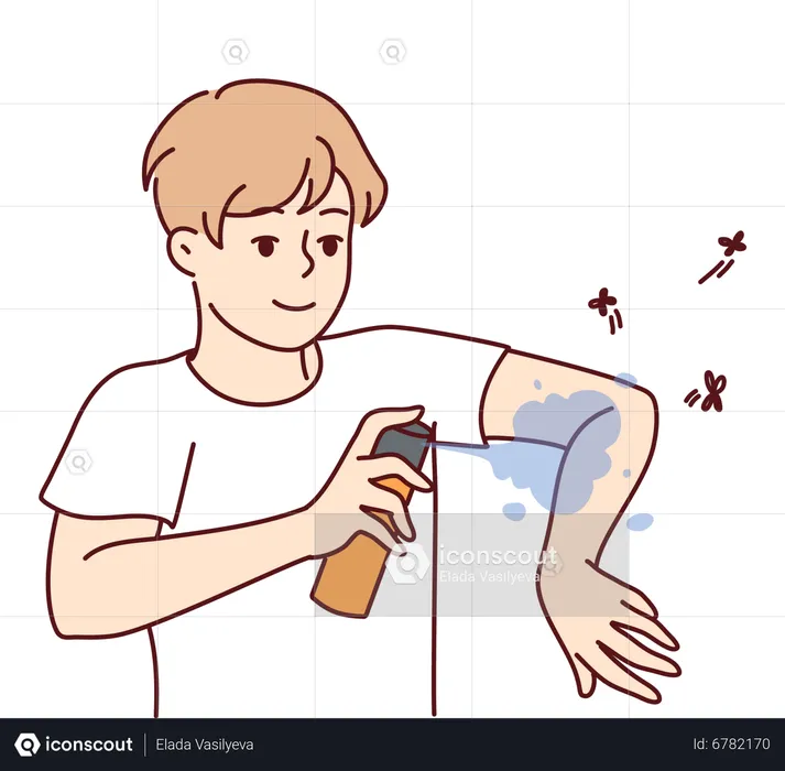 Man applying mosquito repellent on body  Illustration