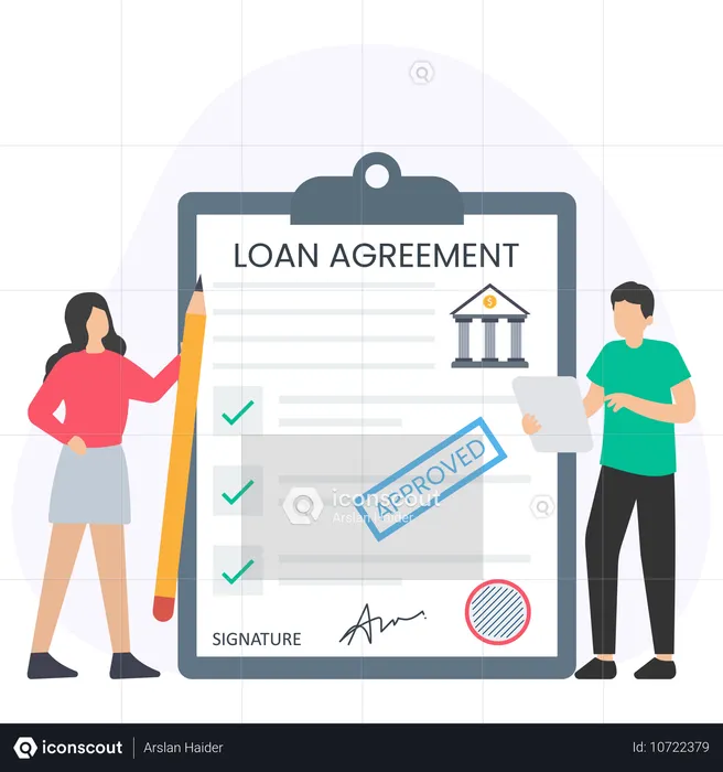 Man Approved Loan Agreement  Illustration