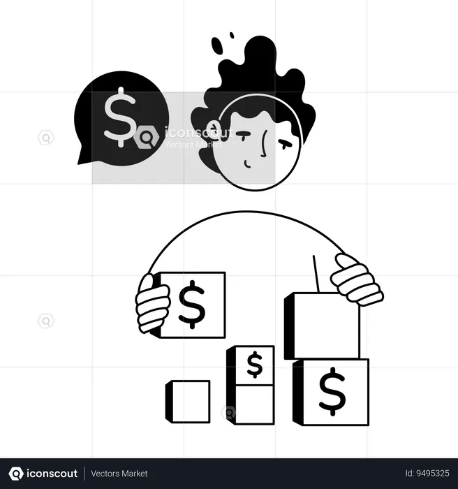 Man Arranging Money  Illustration