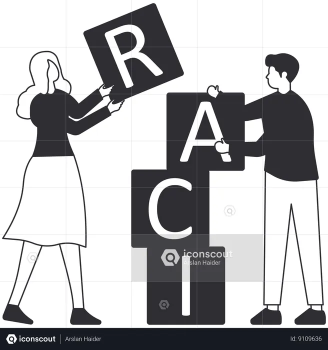 Man arranging Raci Matrix  Illustration