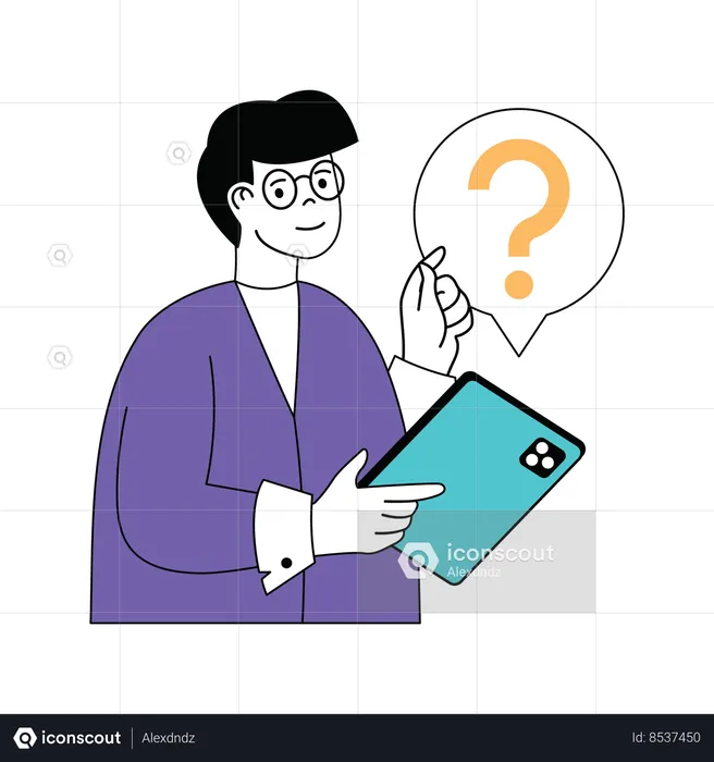 Man asking question online  Illustration